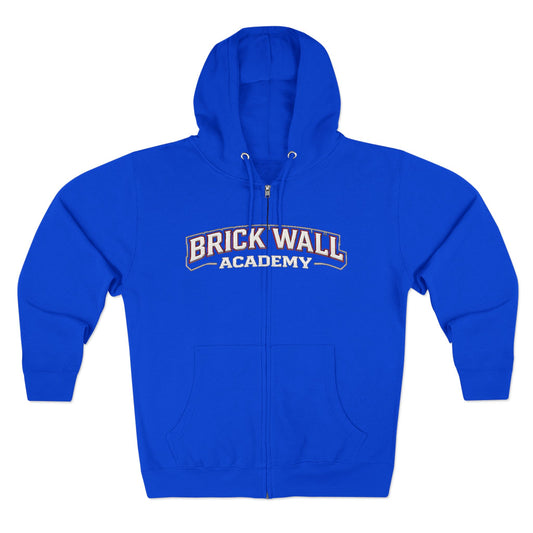 Brick Wall Academy Zip Hoodie — Vintage Collegiate School Spirit Jacket