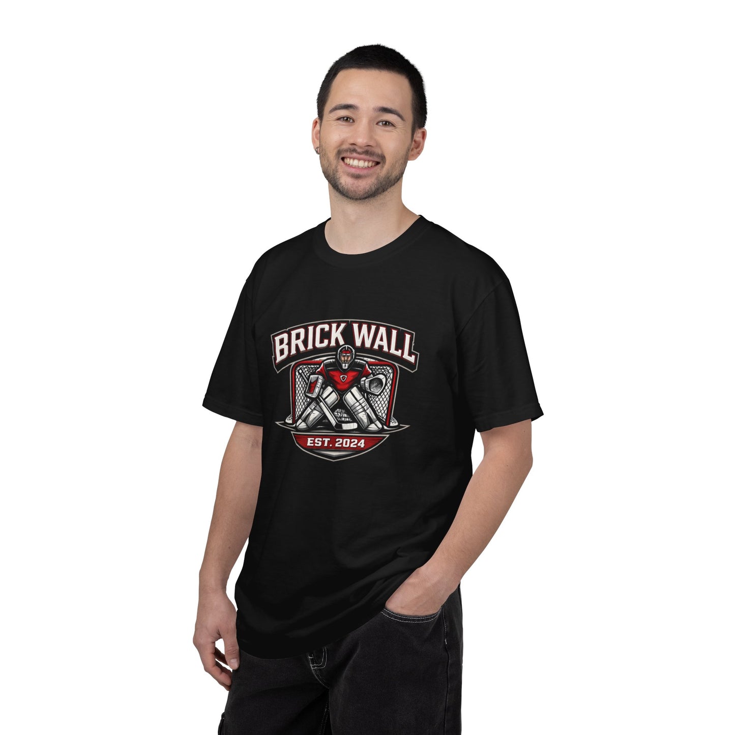 Brick Wall Soccer T-Shirt — Vintage Goalkeeper Crest Tee (Est. 2024)