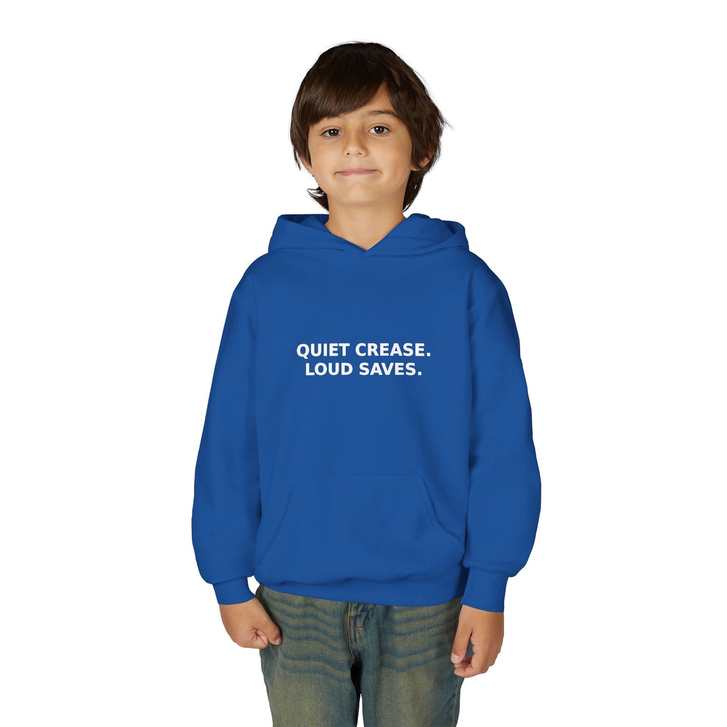 Youth Hoodie — “Quiet Crease. Loud Saves.” Soft Black Pullover for Young Goalkeepers