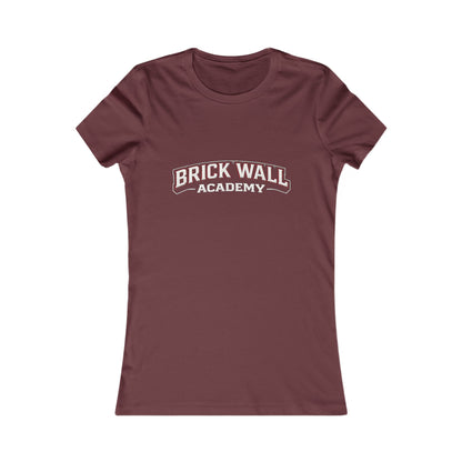 Brick Wall Academy Women's Tee — Casual Campus Logo Shirt