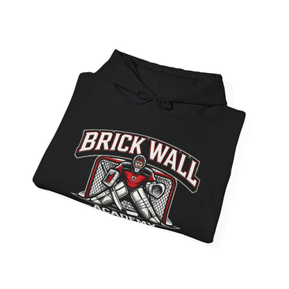 Brick Wall Academy Hockey Hoodie — Goalie Mask & Net Pullover