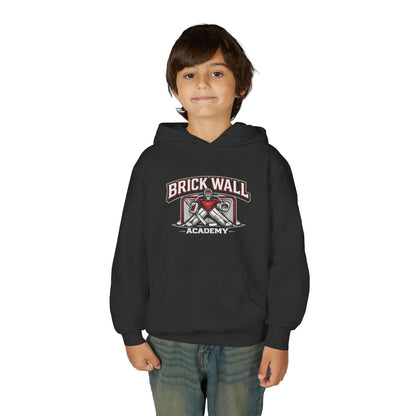 Brick Wall Youth Hoodie — Vintage Skate Graphic Pullover for Kids