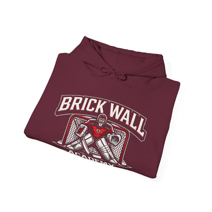 Brick Wall Academy Hockey Hoodie — Goalie Mask & Net Pullover