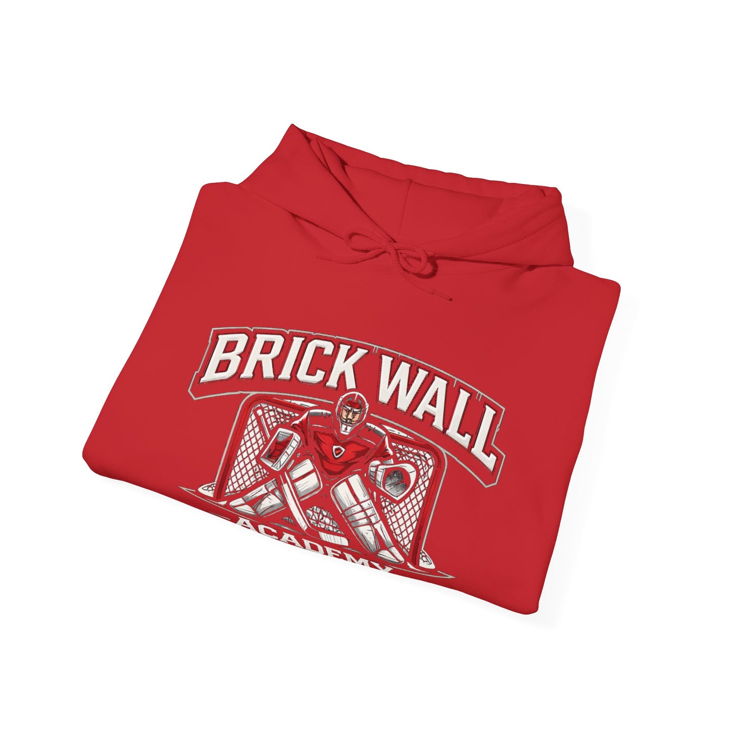 Brick Wall Academy Hockey Hoodie — Goalie Mask & Net Pullover