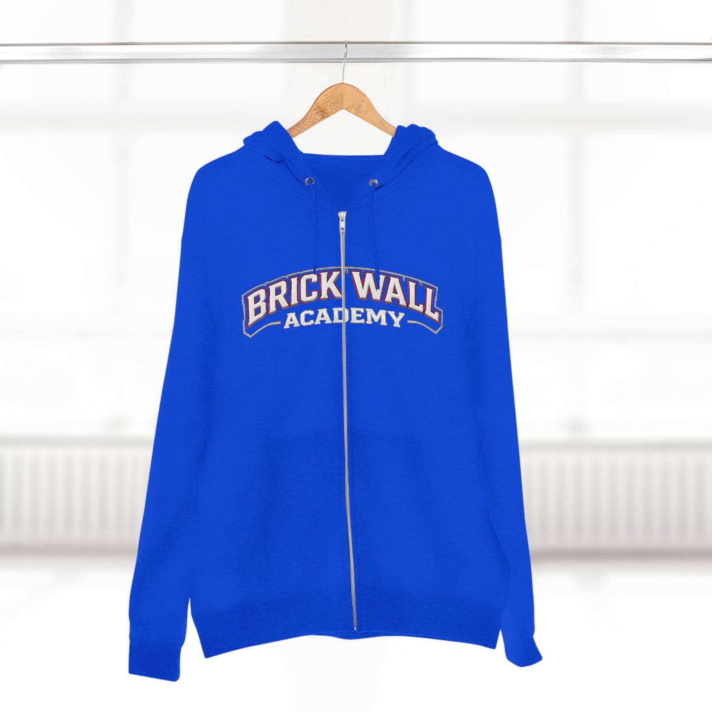 Brick Wall Academy Zip Hoodie — Vintage Collegiate School Spirit Jacket