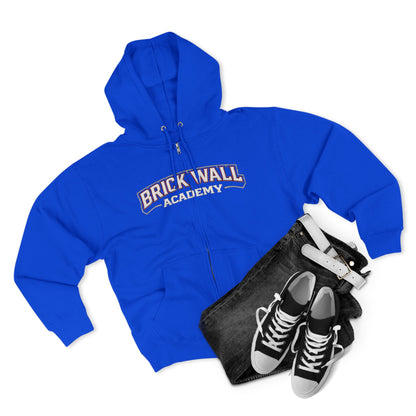 Brick Wall Academy Zip Hoodie — Vintage Collegiate School Spirit Jacket