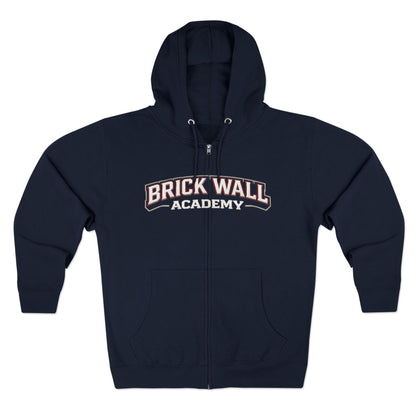 Brick Wall Academy Zip Hoodie — Vintage Collegiate School Spirit Jacket