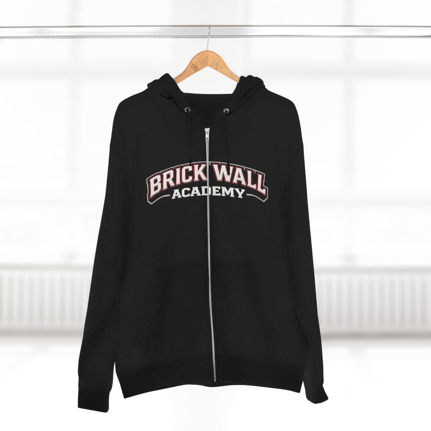 Brick Wall Academy Zip Hoodie — Vintage Collegiate School Spirit Jacket