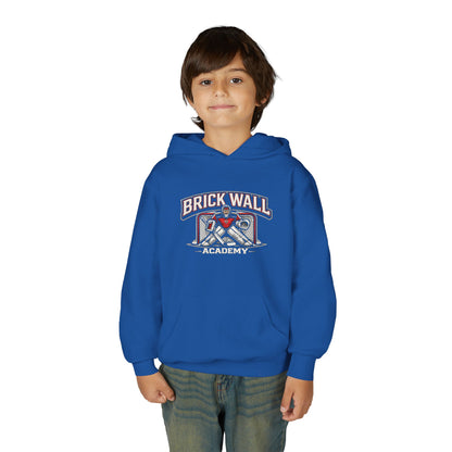 Brick Wall Youth Hoodie — Vintage Skate Graphic Pullover for Kids