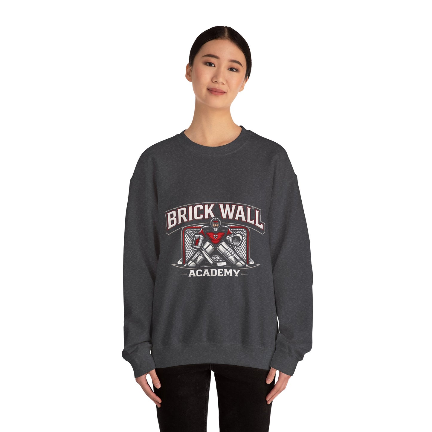 Crewneck Sweatshirt — 'Brick Wall' Vintage Hockey Graphic