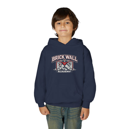 Brick Wall Youth Hoodie — Vintage Skate Graphic Pullover for Kids