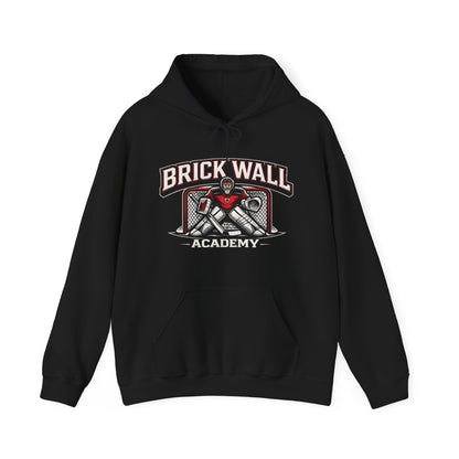Brick Wall Academy Hockey Hoodie — Goalie Mask & Net Pullover