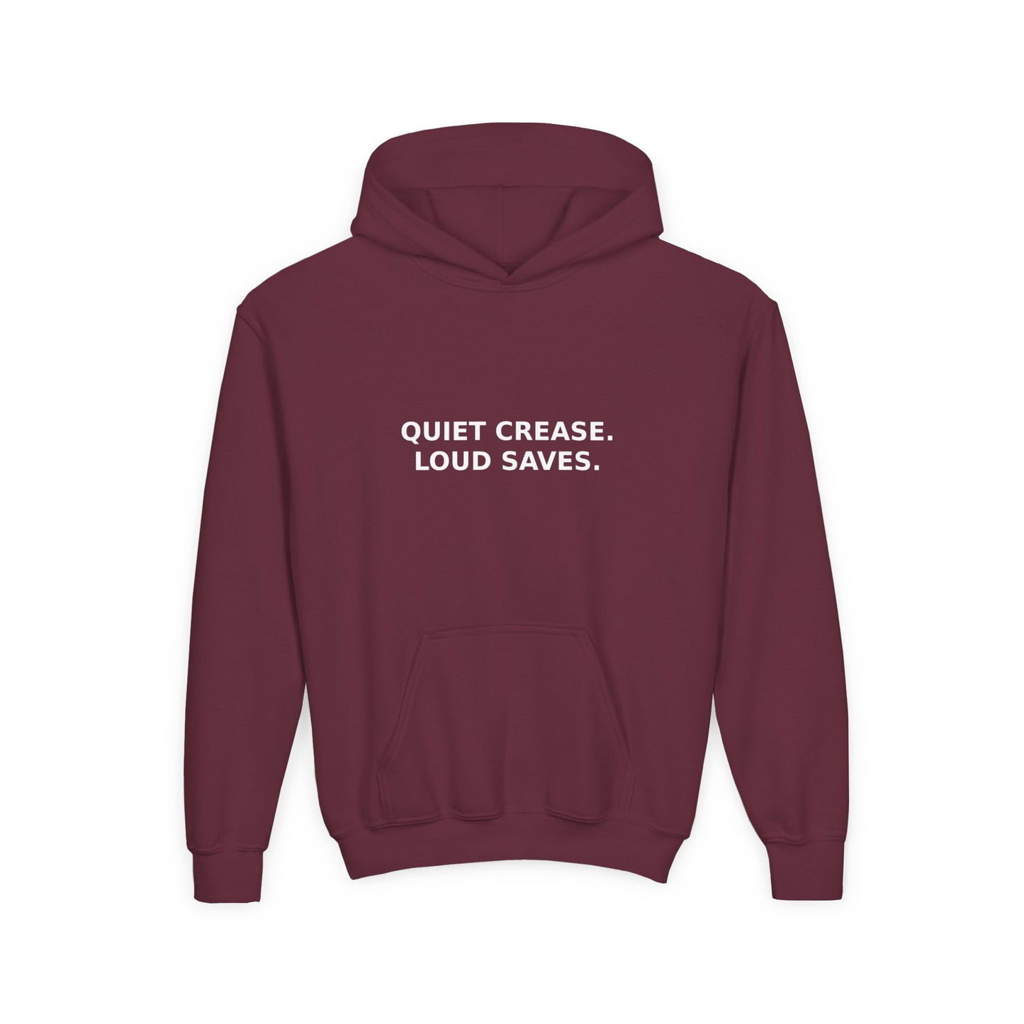 Youth Hoodie — “Quiet Crease. Loud Saves.” Soft Black Pullover for Young Goalkeepers