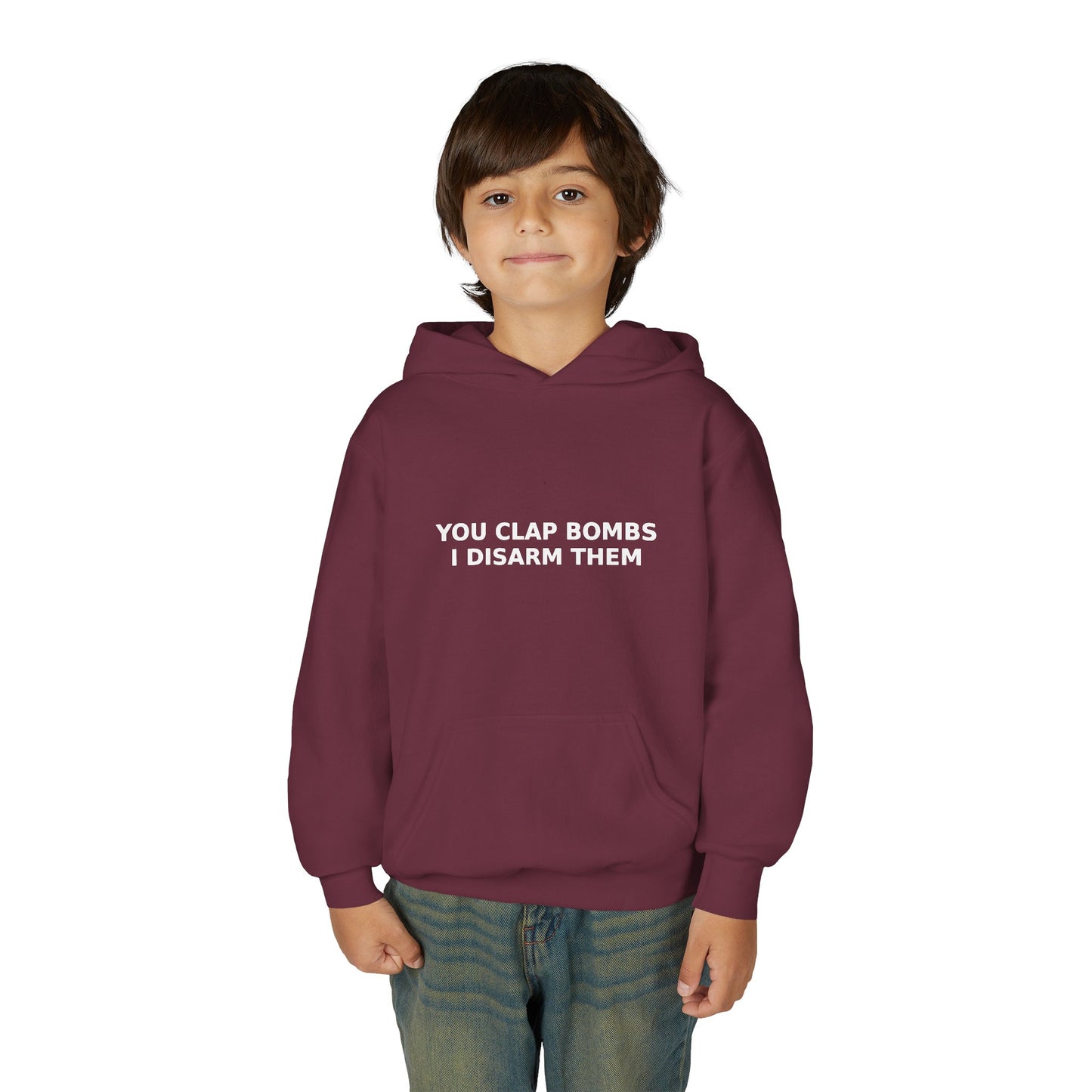 Youth Hoodie — "You Clap Bombs I Disarm Them" Graphic Hoodie