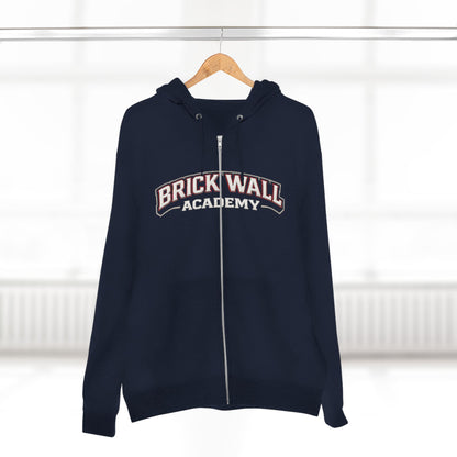 Brick Wall Academy Zip Hoodie — Vintage Collegiate School Spirit Jacket