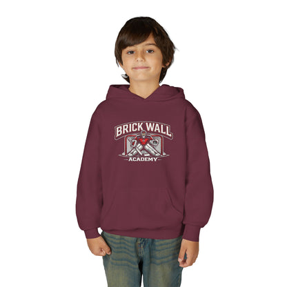 Brick Wall Youth Hoodie — Vintage Skate Graphic Pullover for Kids
